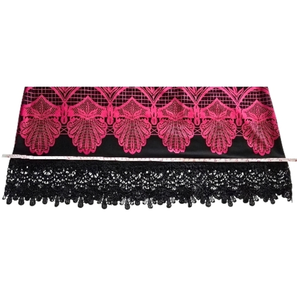 ✨ White Mark Boho Lace Trim Dress XL Black Pink Damask Peasant Tunic Bell Sleeve - Picture 8 of 11